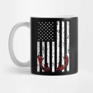 Deer Antlers American Flag USA Hunting Fishing Mug